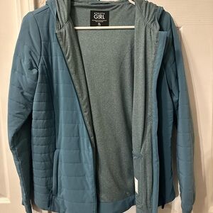 Athleta Teal-Blue Quilted Hooded Jacket